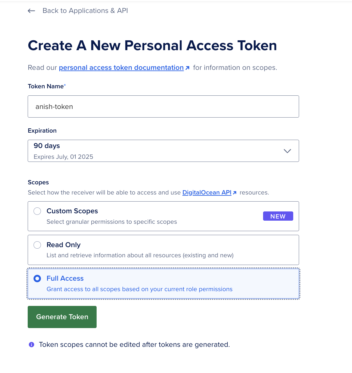 Generate New Token